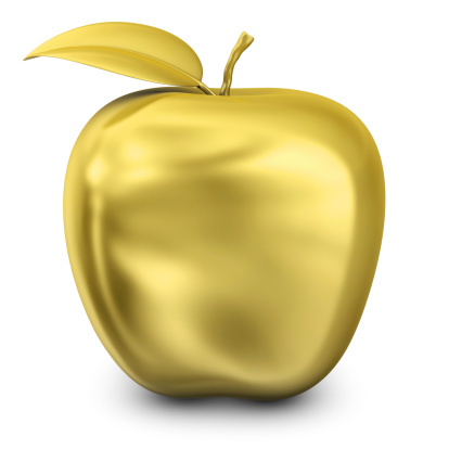 3d render of a golden apple.