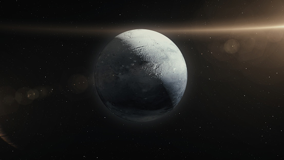 3D scene of pluto made in Adobe After Effects