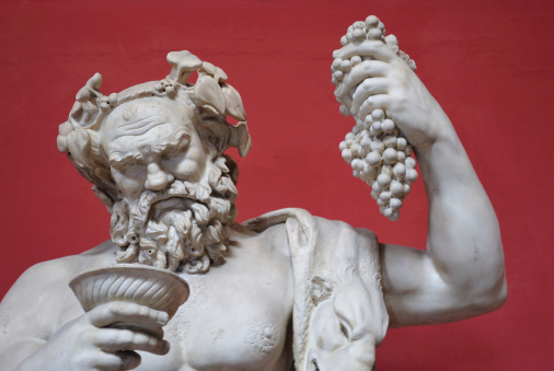 Dionysos statue with grapes
