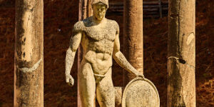 Villa Adriana statue Tivoli near Rome Lazio region Italy Landmark