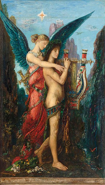 A painting of Hesiod and the Muse by Gustave Moreau.