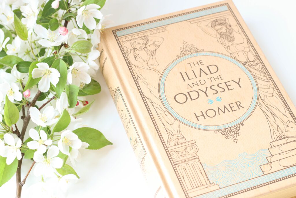 This is a photo of a modern copy of the Iliad and the Odyssey by Homer.
