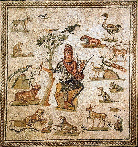 This is a picture of Orpheus with animals.